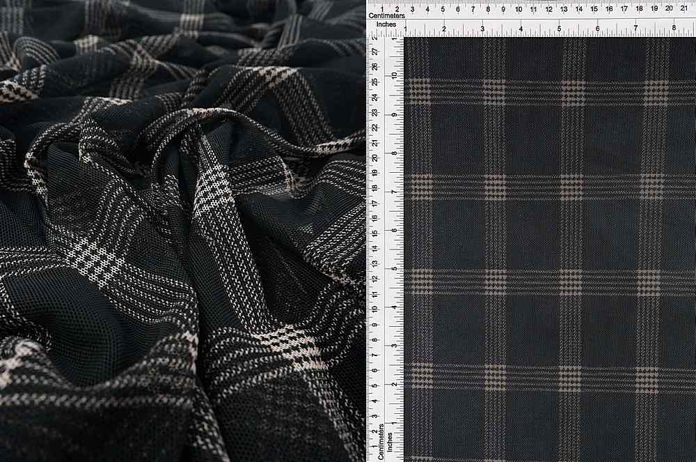 MESH-SE90460 / BLACK / 97%POLY 3%SPAN MESH PLAID PRINT
