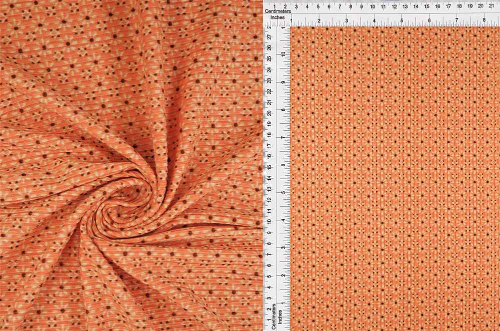 KNT3422-MS10082 / ORANGE / 96%POLY 4%SPAN 4X2 YUMMY RIB GEO FLOWER