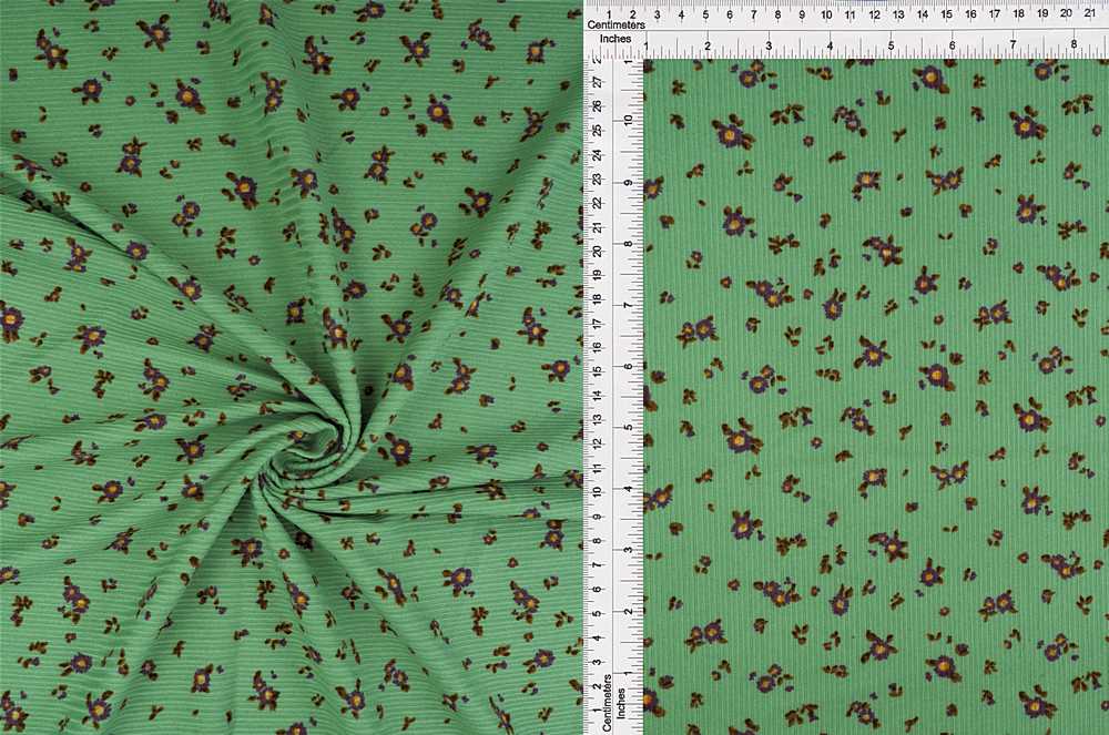 KNT3422-MS10092 / MINT / 87%POLY 13%SPAN 4X2 YUMMY RIB DITSY FLORAL/FLOWER