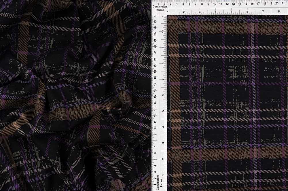 KNT4449 / BLACK / 97%POLY 3%SPAN DOUBLE KNIT JACQUARD PLAID