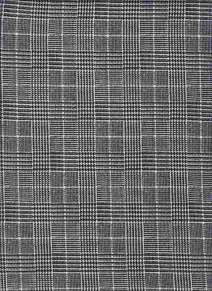 KNT3971-CW61 / BLACK / 95%POLY 5%SPAN TECHNO CREPE PLAID PRINT