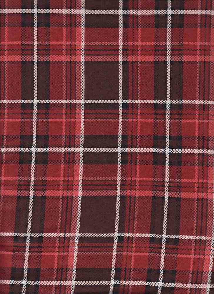 KNT2100-DU1110 / BURGUNDY / 96%POLY 4%SPAN DTY BRUSHED PLAID PRINT