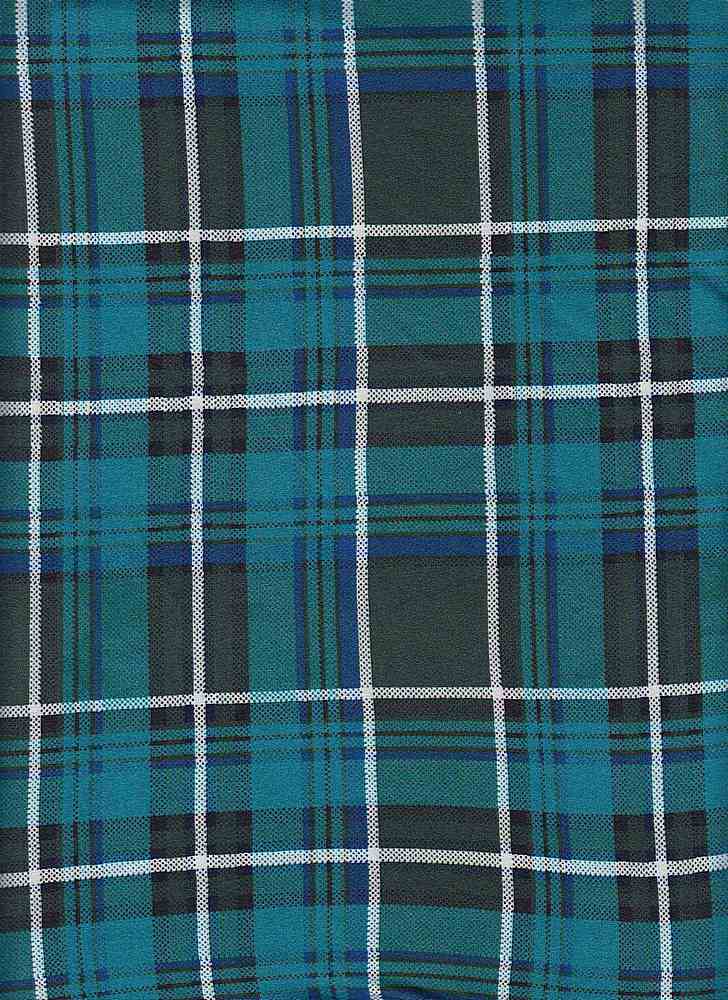 KNT2100-DU1110 / TEAL/AQUA / 96%POLY 4%SPAN DTY BRUSHED PLAID PRINT