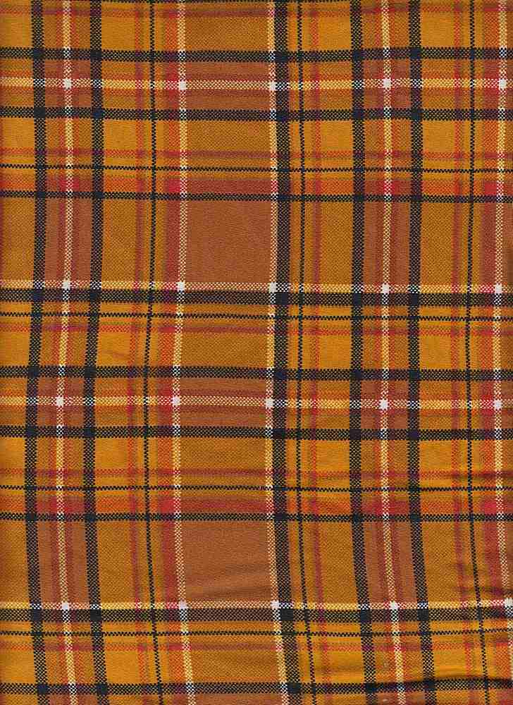 KNT2100-DU1110 / MUSTARD / 96%POLY 4%SPAN DTY BRUSHED PLAID PRINT