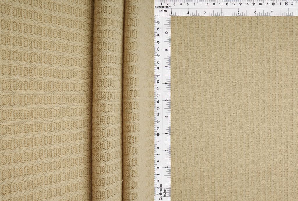 KNT3634 / TAN / 70%POLY 28%RAYON 2%SPAN WAFFLE SOLID