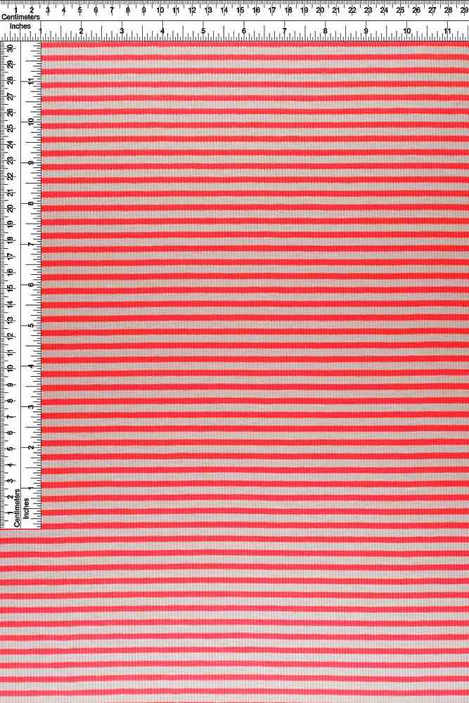 KNT4087 / NEON ORANGE / 80%POLY 16%RAY 4%SPAN RIB 2X2 HORIZONTAL STRIPE Y/D