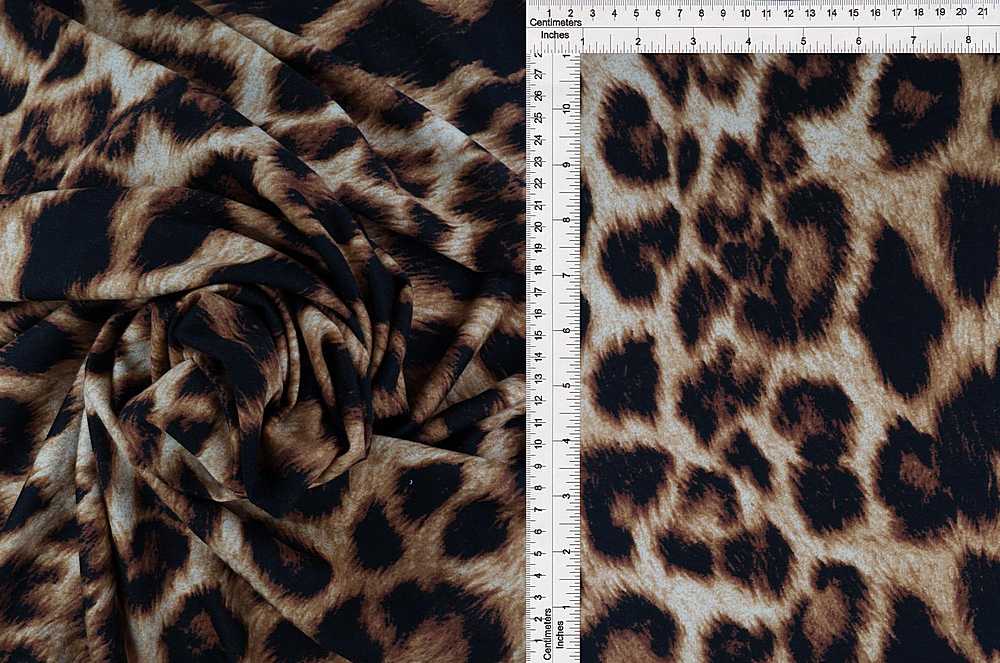 KNT1374-SE20350 / BROWN / 92%POLY 6%RAYON %SPAN FRENCH TERRY ANIMAL PRINT