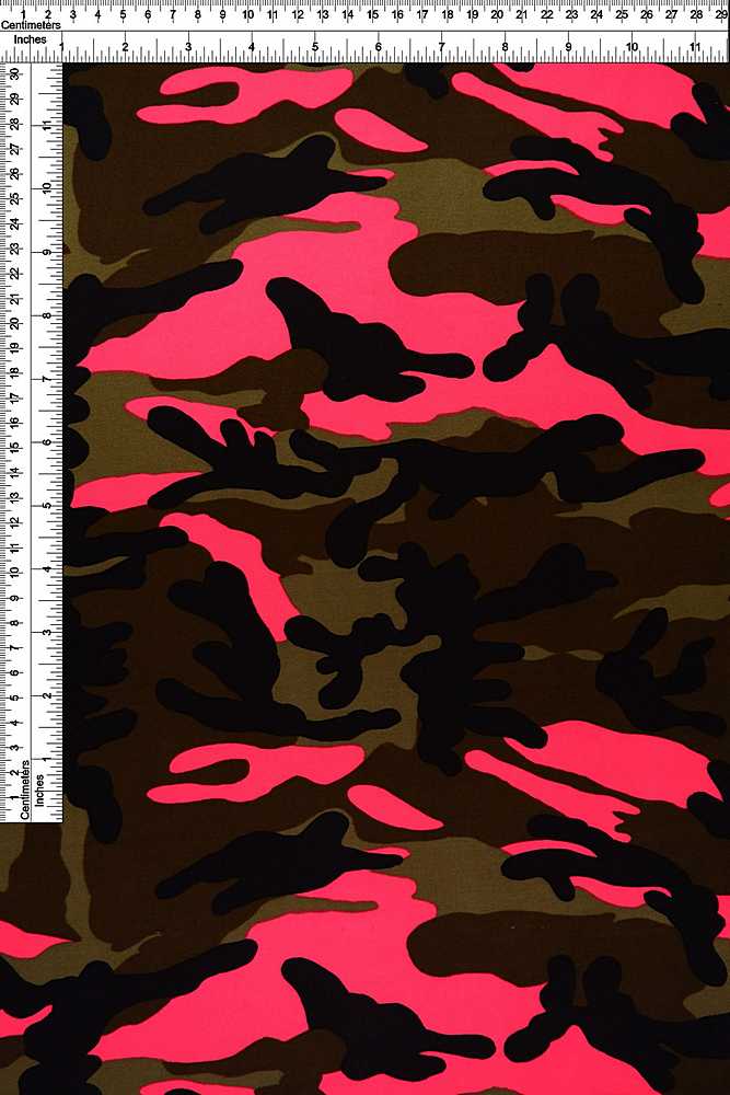 KNT2100-SE71178 / NEON PINK / 96%POLY 4%SPAN DTY BRUSHED CAMOUFLAGE PRINT