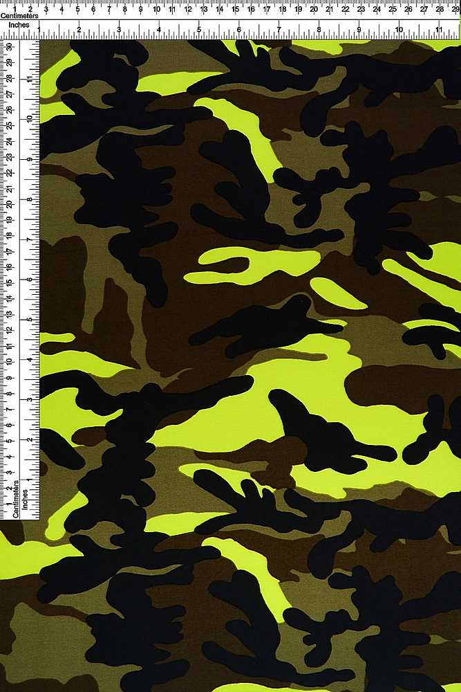 KNT2100-SE71178 / NEON YELLOW / 96%POLY 4%SPAN DTY BRUSHED CAMOUFLAGE PRINT