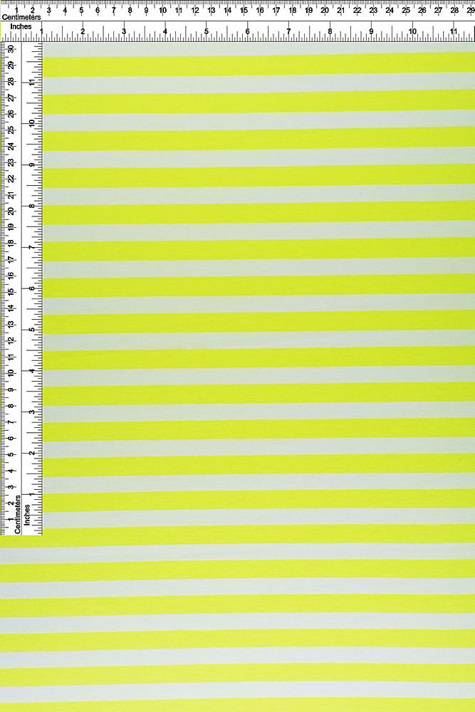 KNT3072-NEON / NEON YELLOW/IVORY / 80%POLY 16%RAY 4%SPAN JERSEY 1CMx1CM HTL STRIPE Y/D