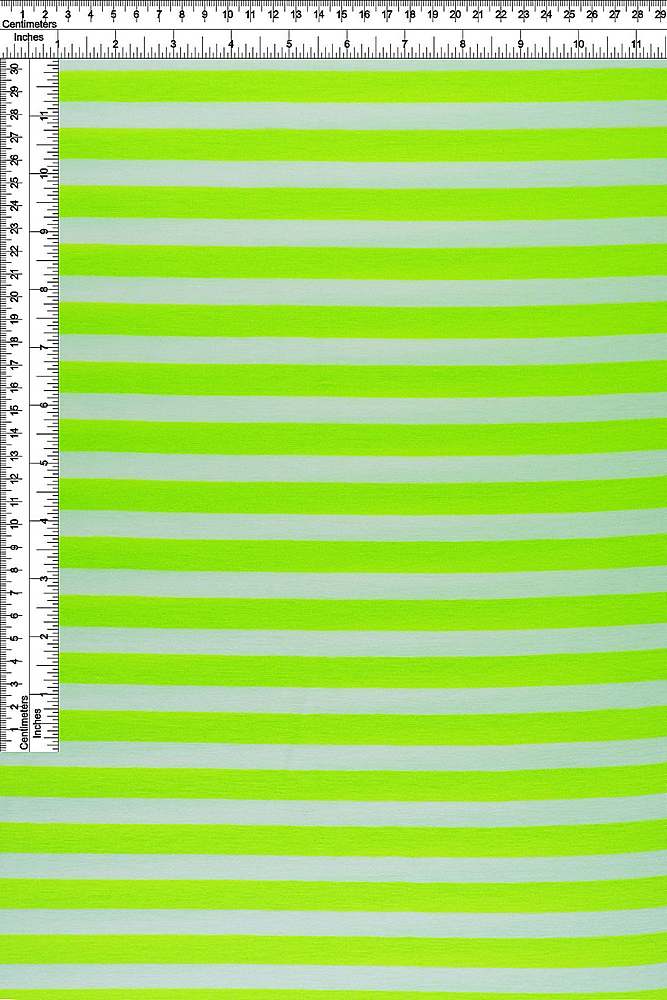 KNT3072-NEON / NEON LIME/IVORY / 80%POLY 16%RAY 4%SPAN JERSEY 1CMx1CM HTL STRIPE Y/D