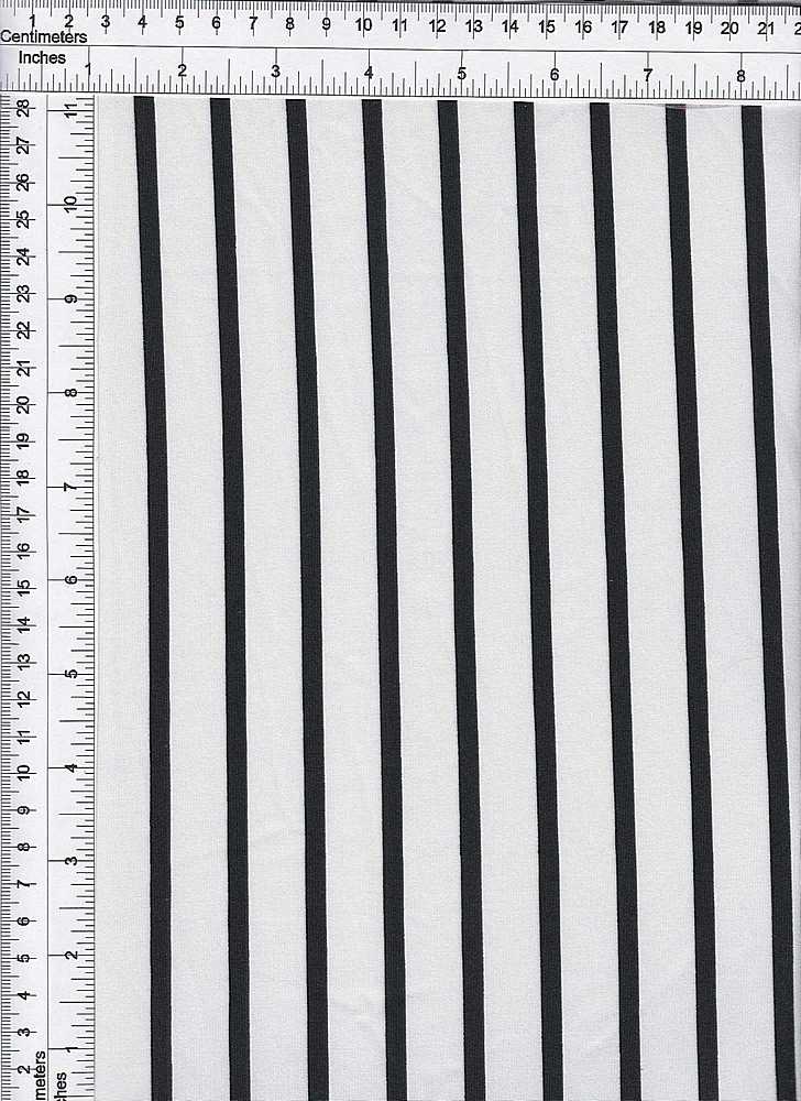 KNT1389-DU1587 / WHITE/BLACK / 96%POLY 4%SPAN DTY VERTICAL STRIPE PRINT