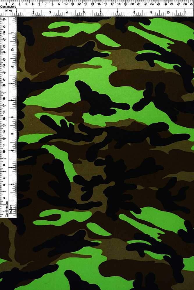 KNT2100-SE71178 / NEON LIME / 96%POLY 4%SPAN DTY BRUSHED CAMOUFLAGE PRINT