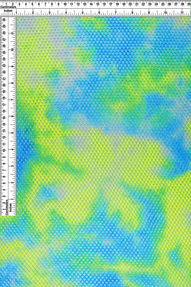 MESH-4123 / NEON YELLOW/BLUE / 95%POLY 5%SPAN MESH FISHNET TIE DYE
