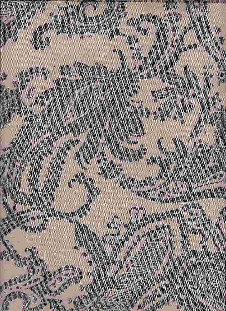 MESH4122-S70470 / STONE/BLACK / 97%POLY 3%SPAN MESH PAISLEY PRINT