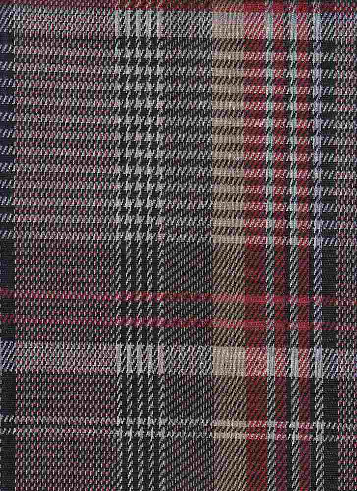 KNT4140 / RUST/TAUPE / 87%POLY 12%RAY 1%SPAN Y/D KNIT JACQUARD PLAID
