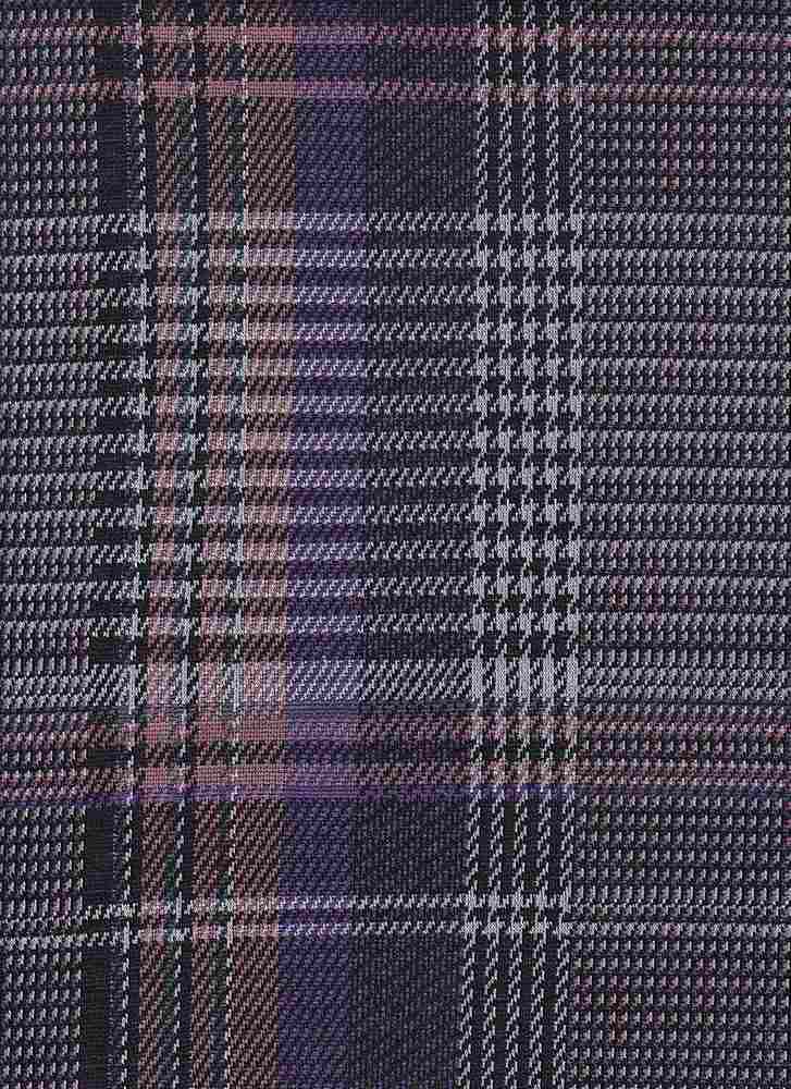 KNT4140 / MAUVE/PURPLE / 87%POLY 12%RAY 1%SPAN Y/D KNIT JACQUARD PLAID