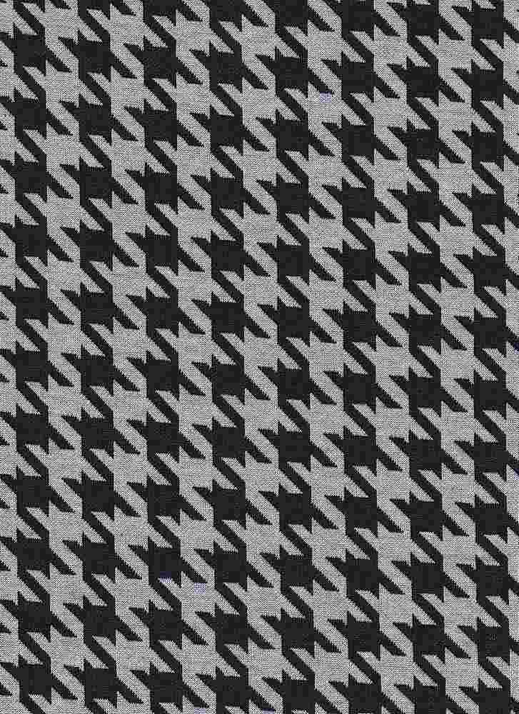 KNT4142 / WHITE/BLACK / 96%POLY 4%SPAN HARRINGBONE KNIT JACQ HOUNDSTOOTH