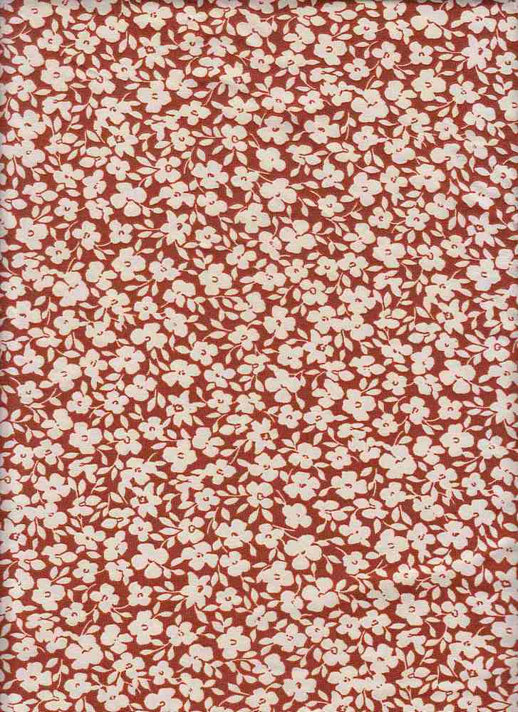 KNT2100-Q90202 / RUST/WHITE / 96%POLY 4%SPAN DTY BRUSHED FLORAL PRINT