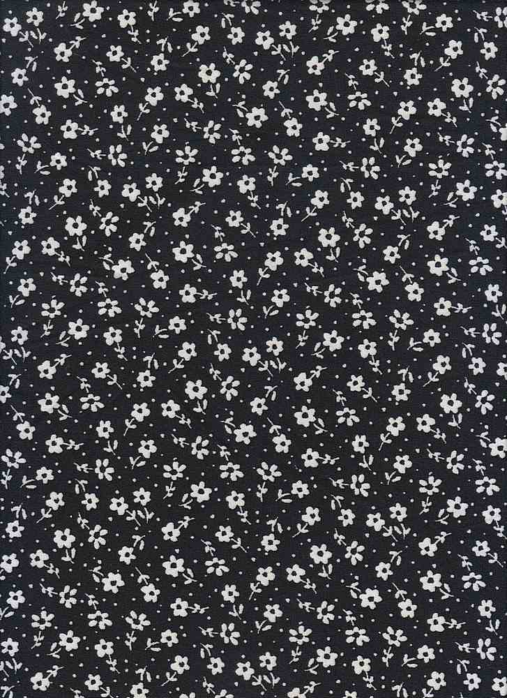 KNT2100-Q90322 / BLACK/IVORY / 96%POLY 4%SPAN DTY BRUSHED DITSY FLORAL PRINT