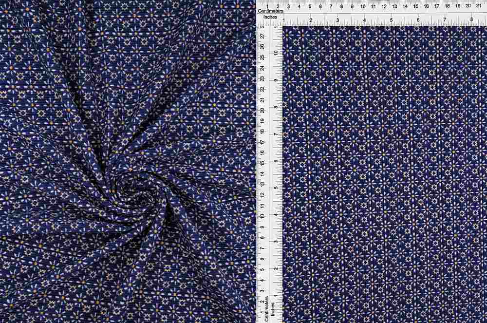 KNT3422-MS10082 / NAVY / 96%POLY 4%SPAN 4X2 YUMMY RIB GEO FLOWER